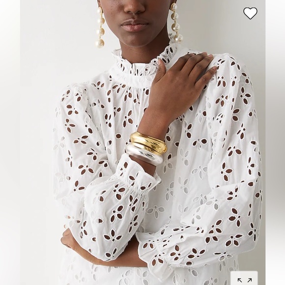 J.Crew *TALL* Black Long-Sleeve Ruffle-Trim Mini Dress in Eyelet - Picture 5 of 5